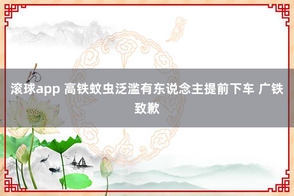 滚球app 高铁蚊虫泛滥有东说念主提前下车 广铁致歉