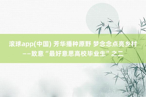 滚球app(中国) 芳华播种原野 梦念念点亮乡村——致意“最好意思高校毕业生”之二