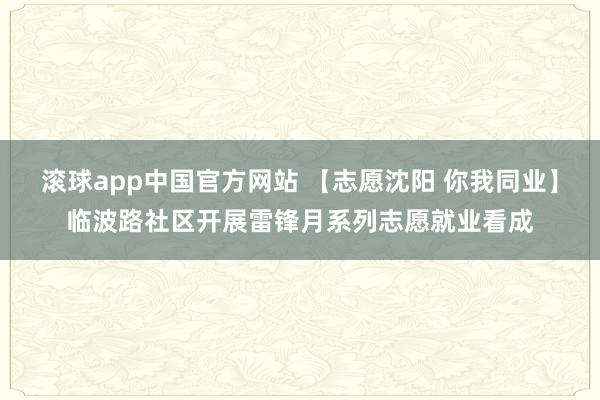 滚球app中国官方网站 【志愿沈阳 你我同业】临波路社区开展雷锋月系列志愿就业看成