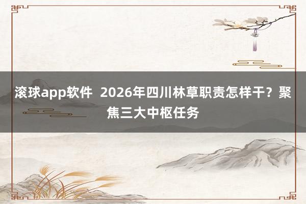 滚球app软件  2026年四川林草职责怎样干？聚焦三大中枢任务