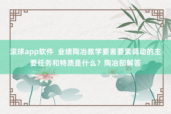 滚球app软件 业绩陶冶教学要害要素调动的主要任务和特质是什么?陶冶部解答