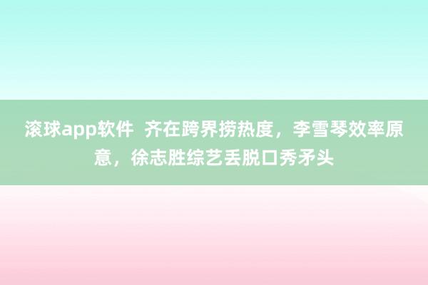 滚球app软件  齐在跨界捞热度，李雪琴效率原意，徐志胜综艺丢脱口秀矛头