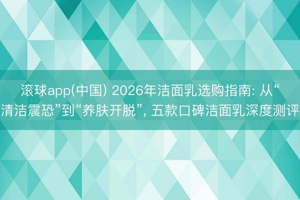滚球app(中国) 2026年洁面乳选购指南: 从“清洁震恐”到“养肤开脱”， 五款口碑洁面乳深度测评