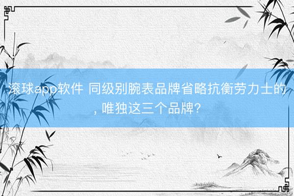 滚球app软件 同级别腕表品牌省略抗衡劳力士的， 唯独这三个品牌?