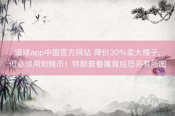 滚球app中国官方网站 降价30%卖大模子，但必须用知晓币！特朗普眷属背后恐另有所图