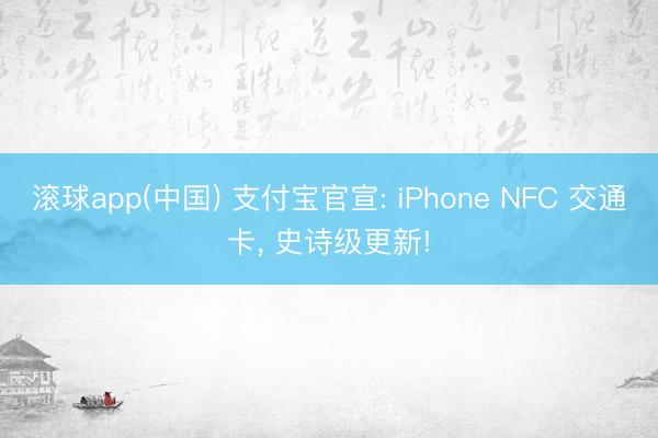 滚球app(中国) 支付宝官宣: iPhone NFC 交通卡， 史诗级更新!