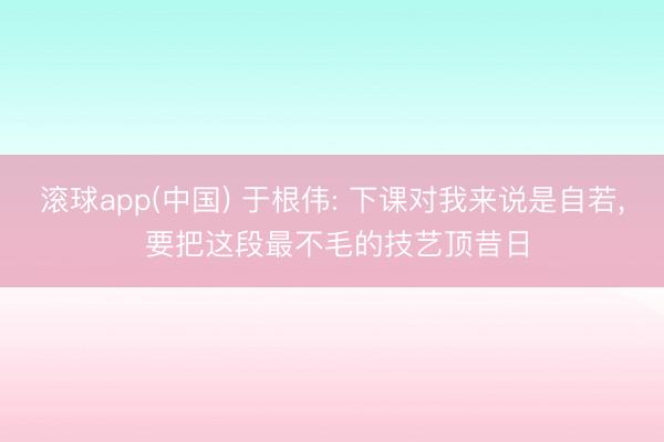 滚球app(中国) 于根伟: 下课对我来说是自若， 要把这段最不毛的技艺顶昔日