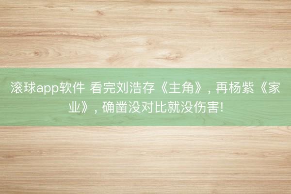 滚球app软件 看完刘浩存《主角》， 再杨紫《家业》， 确凿没对比就没伤害!