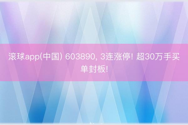 滚球app(中国) 603890， 3连涨停! 超30万手买单封板!