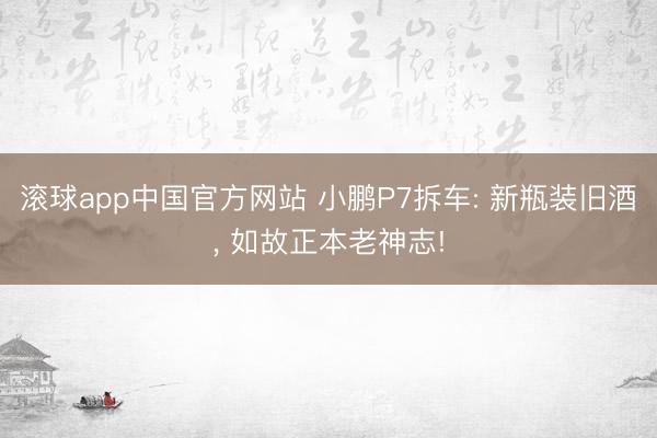 滚球app中国官方网站 小鹏P7拆车: 新瓶装旧酒, 如故正本老