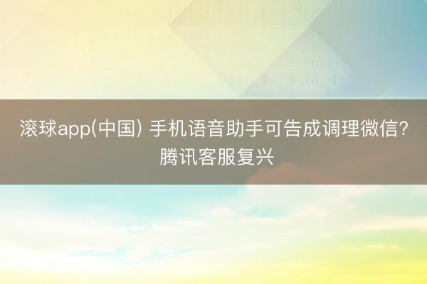 滚球app(中国) 手机语音助手可告成调理微信? 腾讯客服复兴