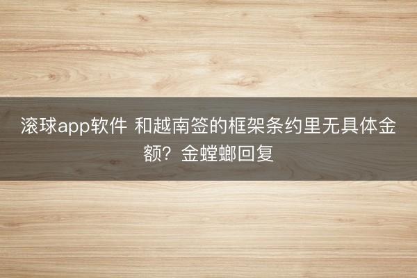 滚球app软件 和越南签的框架条约里无具体金额？金螳螂回复