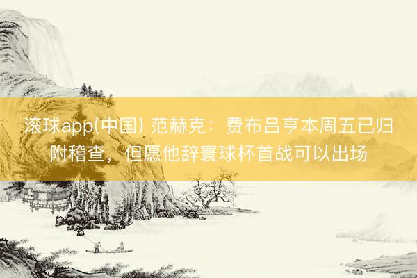 滚球app(中国) 范赫克：费布吕亨本周五已归附稽查，但愿他辞寰球杯首战可以出场