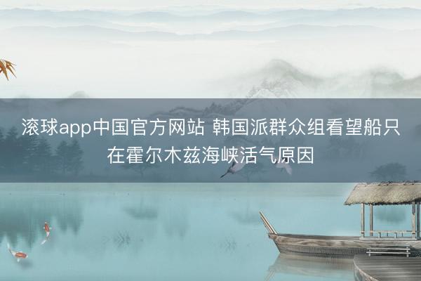 滚球app中国官方网站 韩国派群众组看望船只在霍尔木兹海峡活气原因
