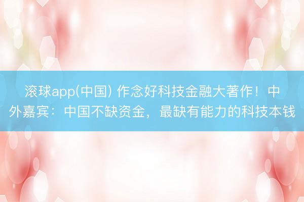 滚球app(中国) 作念好科技金融大著作！中外嘉宾：中国不缺资金，最缺有能力的科技本钱