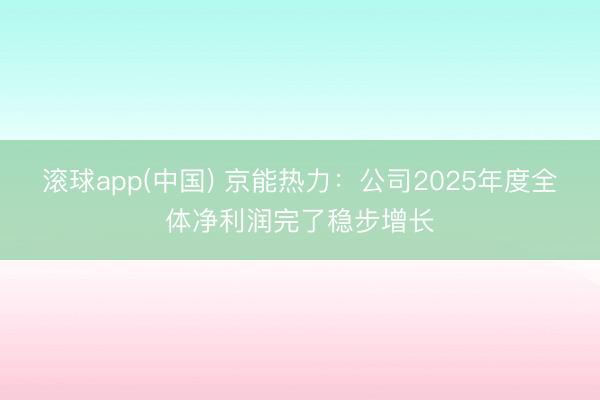 滚球app(中国) 京能热力：公司2025年度全体净利润完了稳步增长